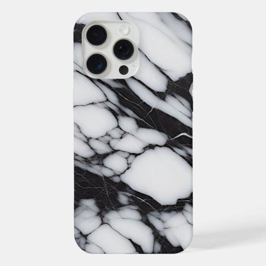 Stilvolle Schwarz-Weiß-Marmor-Waves Art-Muster iPhone Hülle (Rückseite)