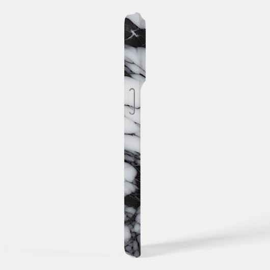 Stilvolle Schwarz-Weiß-Marmor-Waves Art-Muster iPhone Hülle (Rechte Seite)