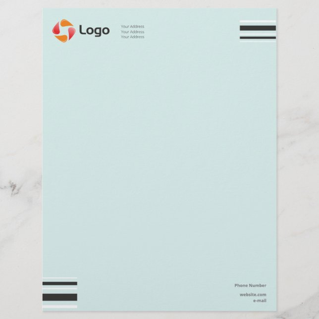 Stilvolle Schwarz-Weiß-Minimal-Squared-Linien Briefbogen (Vorderseite)