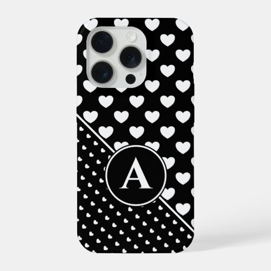 Stilvolle Schwarz-Weiß-Monogramm iPhone Hülle (Rückseite)