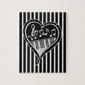 Stilvolle Schwarz-Weiß-Noten und Klavier Puzzle (Vertikal)