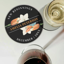 Stilvolle Schwarz-Weiß-Orange-Lilienblumenmatte Getränkeuntersetzer