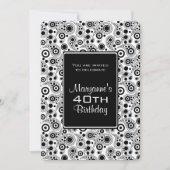 Stilvolle Schwarz-Weiß-Paisley-Stile zum Geburtsta Einladung (Vorderseite)