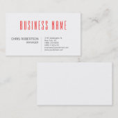Stilvolle Schwarz-weiß Red Manager Business Card Visitenkarte (Vorne/Hinten)