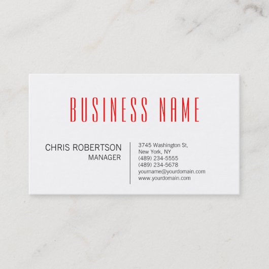 Stilvolle Schwarz-weiß Red Manager Business Card Visitenkarte (Vorderseite)