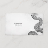 Stilvolle Schwarz & Weiß Schlange Tattoo Artist Visitenkarte (Rückseite)