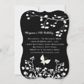 Stilvolle Schwarz-Weiß-Schmetterlinge Geburtstag Einladung (Rückseite)