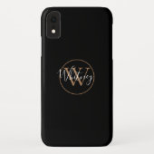 Stilvolle schwarz-weiß-Script Monogram-Name Case-Mate iPhone Hülle (Rückseite)