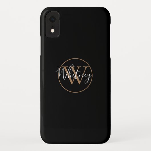 Stilvolle schwarz-weiß-Script Monogram-Name Case-Mate iPhone Hülle (Rückseite)