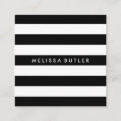 Stilvolle Schwarz-Weiß-Streifen Quadratische Visitenkarte (Vorderseite)