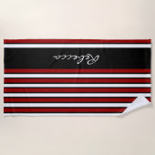 Stilvolle schwarz-weiß Streifen Strandtuch (Vorderseite)