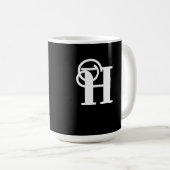 Stilvolle Schwarz-Weiß-Tasse Kaffeetasse (VorderseiteRechts)