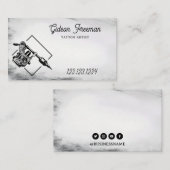 Stilvolle Schwarz-Weiß-Tattoo-Maschine Visitenkarte (Vorne/Hinten)
