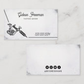 Stilvolle Schwarz-Weiß-Tattoo-Maschine Visitenkarte (Vorne/Hinten)