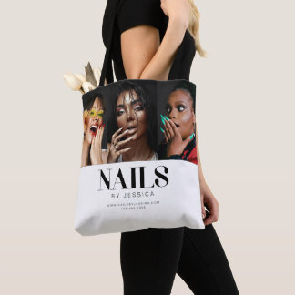 Stilvolle Schwarz-Weiß-Typografie 3 Foto Nagelstud Tasche