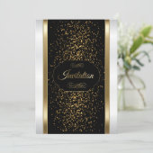 Stilvolle Schwarz-, Weiß- und Goldeinladung Einladung (Stehend Vorderseite)