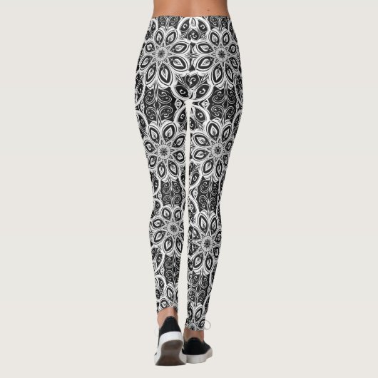 Stilvolle Schwarz-Weiß-Vektor-Grafik Leggings (Rückseite)