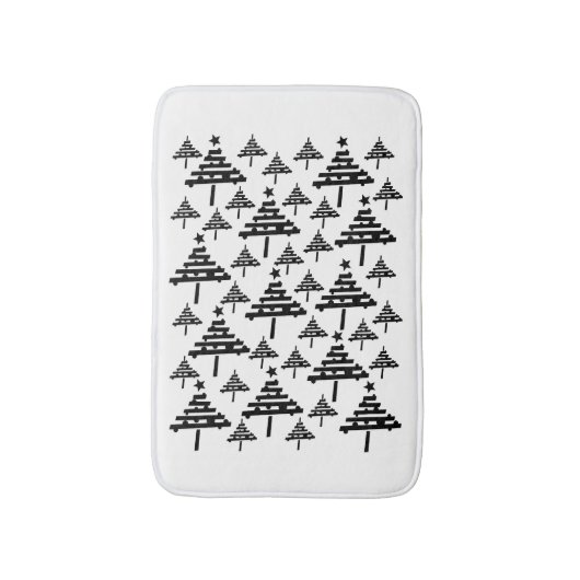 Stilvolle Schwarz-Weiß-Weihnachtsbaum Badematte (Vorderseite Vertikal)