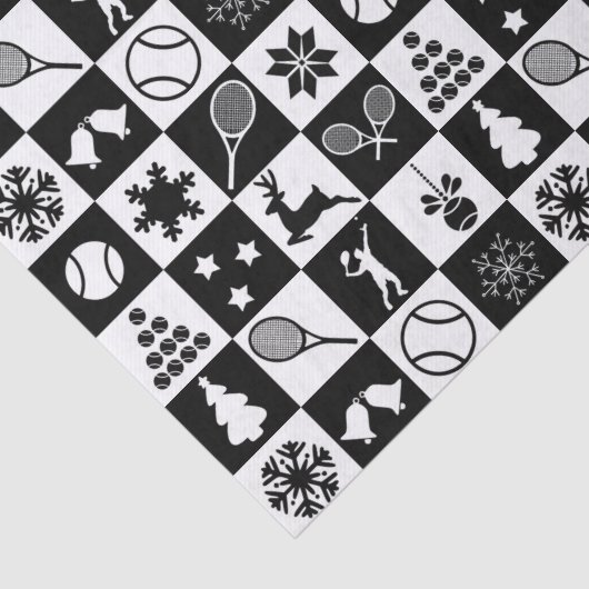 Stilvolle Schwarz-Weiß-Weihnachtslieder Seidenpapier (Detail)