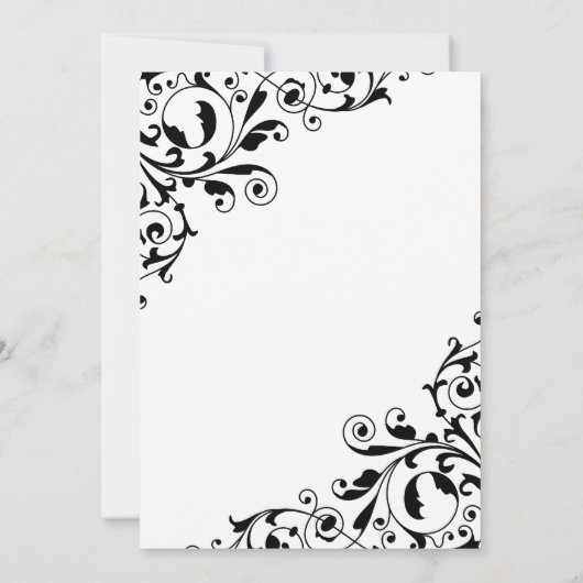 Stilvolle Schwarz-Weiß-Wirbel Probe Dinner Einladung (Rückseite)