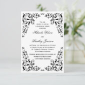 Stilvolle Schwarz-Weiß-Wirbel Probe Dinner Einladung (Stehend Vorderseite)