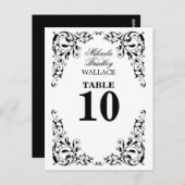 Stilvolle Schwarz-Weiß-Wirbel-Tischnummer Postkarte (Vorne/Hinten)