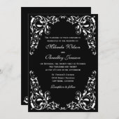 Stilvolle Schwarz-Weiß-Wirbel zum Hochzeitsfest Einladung (Vorne/Hinten)