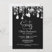 Stilvolle Schwarz-weiße 60. Geburtstagsparty Einladung (Vorderseite)