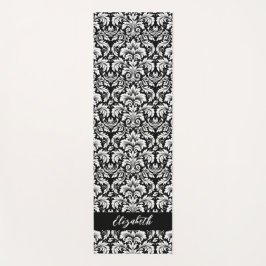 Stilvolle Schwarz-weiße Damask Yogamatte
