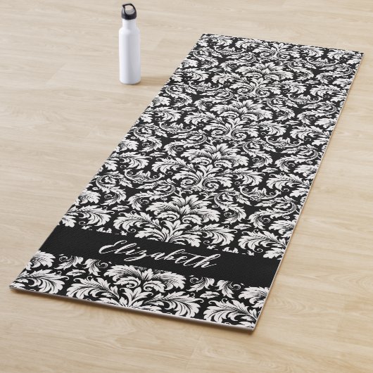 Stilvolle Schwarz-weiße Damask Yogamatte (Beispiel)