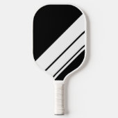 Stilvolle, Schwarz-weiße Diagonal Racing Stripes Pickleball Schläger (Vorderseite)