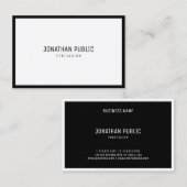 Stilvolle Schwarz-weiße Elegant Modernes Einfaches Visitenkarte (Vorne/Hinten)