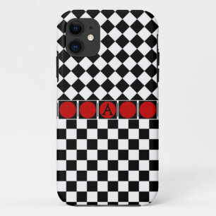 Stilvolle Schwarz-weiße Half Diamond Schachbretts iPhone 11 Hülle
