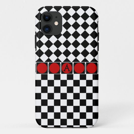 Stilvolle Schwarz-weiße Half Diamond Schachbretts Case-Mate iPhone Hülle (Rückseite)