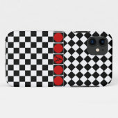 Stilvolle Schwarz-weiße Half Diamond Schachbretts Case-Mate iPhone Hülle (Rückseite (Horizontal))