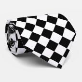 Stilvolle Schwarz-weiße Half Diamond Schachbretts Krawatte (Gerollt)