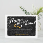 Stilvolle Schwarz-weiße Hauswärmung Einladung (Stehend Vorderseite)