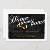 Stilvolle Schwarz-weiße Hauswärmung Einladung (Vorne/Hinten)