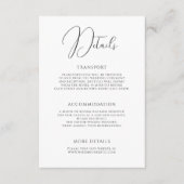 Stilvolle Schwarz-weiße Hochzeitsdetails Begleitkarte (Vorderseite)