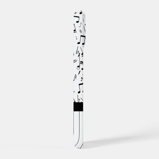 Stilvolle schwarz-weiße Klaviertasten iPhone 15 Hülle (Rechte Seite)