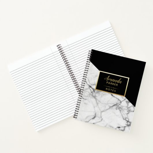 Stilvolle Schwarz-weiße Marble Texture Designer No Notizbuch (Innenseite)