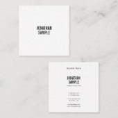 Stilvolle Schwarz-weiße Minimalistische Moderne Sa Quadratische Visitenkarte (Vorne/Hinten)