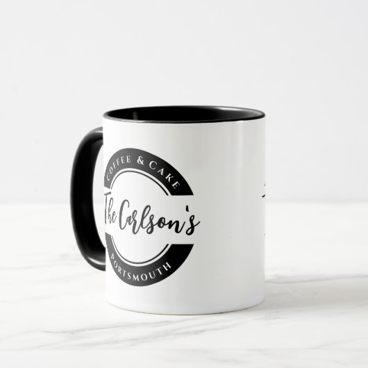 Stilvolle Schwarz-weiße, moderne kalligraphische A Tasse (Vorderseite Links)