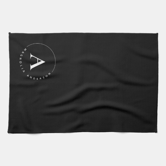 Stilvolle Schwarz-weiße Monogram Geschirrtuch (Horizontal)