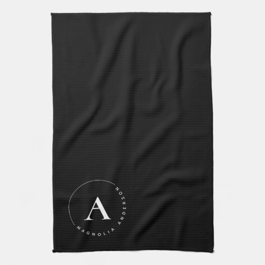 Stilvolle Schwarz-weiße Monogram Geschirrtuch (Vertikal)