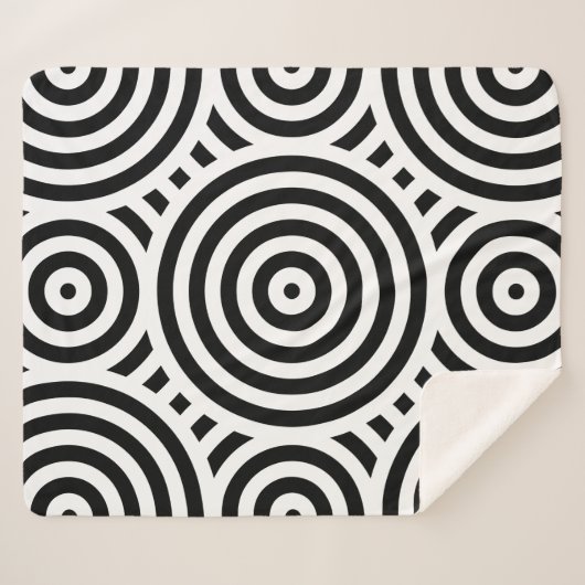 Stilvolle schwarz-weiße Nestkreise Sherpadecke (Vorderseite (Horizontal))