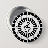 Stilvolle Schwarz-weiße Noten Button (Vorne & Hinten)