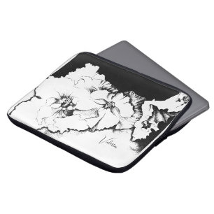 Stilvolle schwarz-weiße originale Stipple-Kunst-Bl Laptopschutzhülle