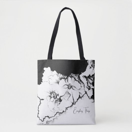 Stilvolle schwarz-weiße originale Stipple-Kunst-Bl Tasche (Vorderseite)