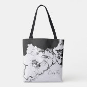 Stilvolle schwarz-weiße originale Stipple-Kunst-Bl Tasche (Rückseite)